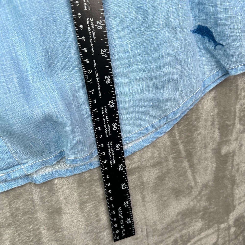 Tommy Bahama Sea Glass Breezer Linen Shirt Men Large Blue Breathable Logo Pocket - Picture 6 of 12